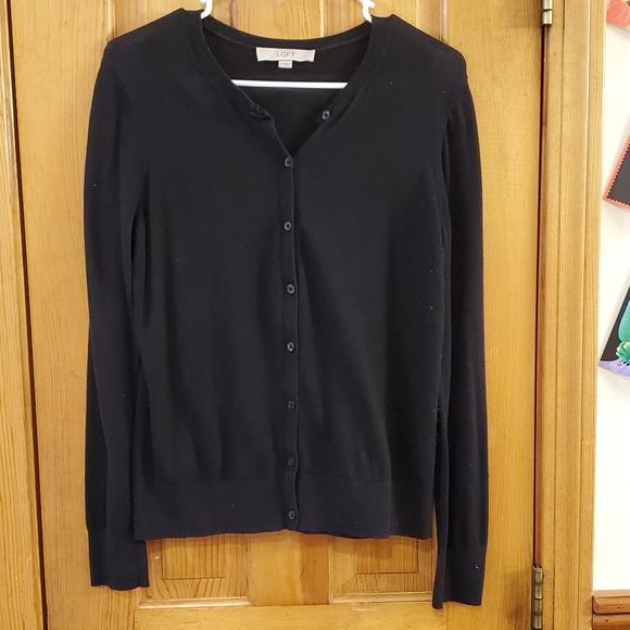 LOFT Sweaters - LOFT Cotton Blend Black Cardigan Medium